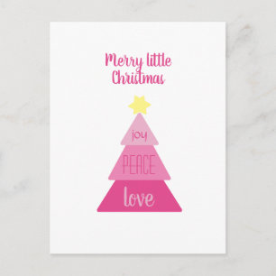 Carte Postale Joyeux Petit Arbre de Noël Rose Chaud mignon Simpl