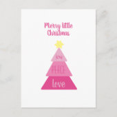 Carte Postale Joyeux Petit Arbre de Noël Rose Chaud mignon Simpl (Devant)