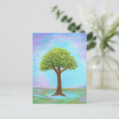 Carte Postale Joyeux Petit Arbre Whimsical Paysage Art Blue (Debout devant)