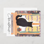 Carte Postale Joyeux petit chat noir Noël (Devant / Derrière)