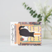 Carte Postale Joyeux petit chat noir Noël (Debout devant)