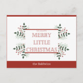 Carte Postale joyeux petit Noël rouge et vert (Devant)