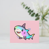 Carte Postale Joyeux petit requin souriant avec des bulles. (Debout devant)
