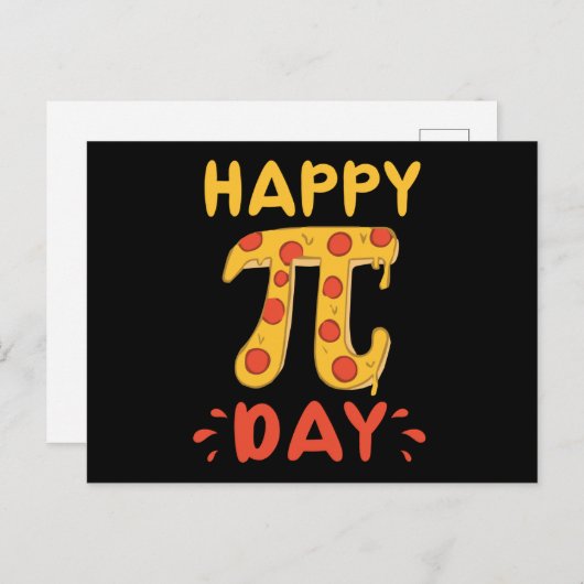Carte Postale Joyeux Pi Day, Pie Day Pizza-Mathématiques Pi Symb (Devant / Derrière)