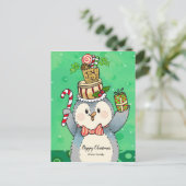Carte Postale Joyeux pingouin de Noël (Debout devant)