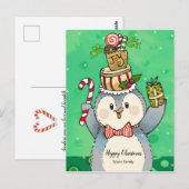 Carte Postale Joyeux pingouin de Noël (Devant / Derrière)