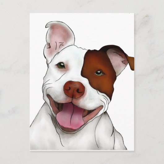 Carte Postale Joyeux Pitbull souriant (Devant)
