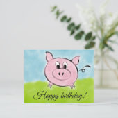 Carte Postale Joyeux porc d'anniversaire (Debout devant)