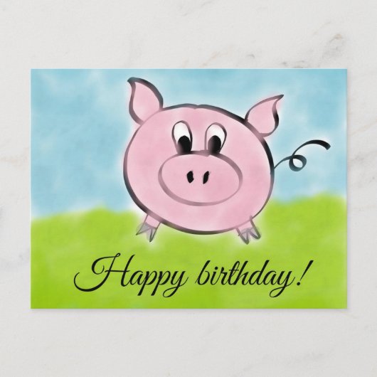 Carte Postale Joyeux porc d'anniversaire (Devant)