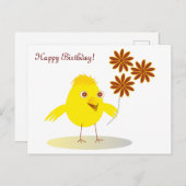 Carte Postale Joyeux poussin aux fleurs (Devant / Derrière)