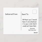 Carte Postale Joyeux Professionnels de l'administration Jour Jou (Dos)