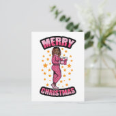Carte Postale Joyeux Pyjama Melanin X mas Sweater Sista (Debout devant)