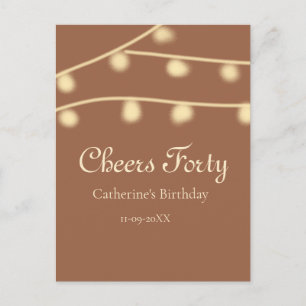 Carte Postale Joyeux quarantième anniversaire guirlande lumineus