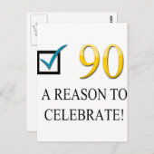Carte Postale Joyeux quatre-vingt-dixième anniversaire (Devant / Derrière)