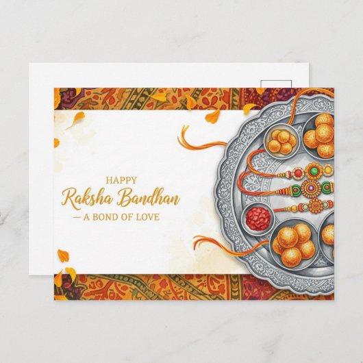 Carte Postale Joyeux Rakhi, Raksha Bandhan (Devant / Derrière)