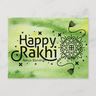 Carte Postale Joyeux Rakhi, Raksha Bandhan, vert