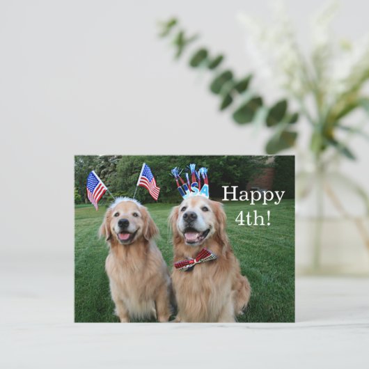 Carte Postale Joyeux Retriever en plein air pour la fête de l'In (Debout devant)