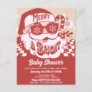 Carte Postale Joyeux Rétro Santa Noël Baby Shower Rouge