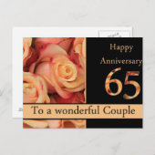 Carte Postale Joyeux roses du 65e anniversaire (Devant / Derrière)