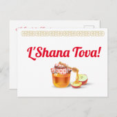 Carte Postale Joyeux Rosh Hashanah Juif Nouvel An Miel & Pomme (Devant / Derrière)