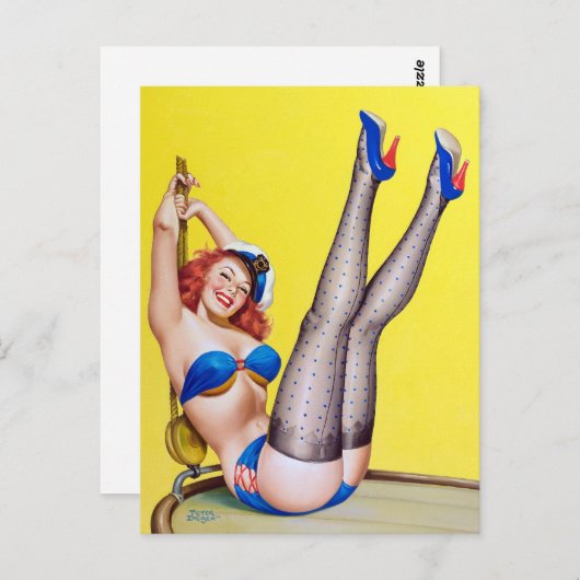 Carte Postale Joyeux Sailor Pin Up (Devant / Derrière)