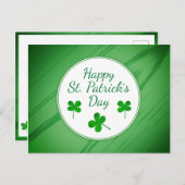 Carte Postale Joyeux Saint Patrick`s Day Shamrock vert irlandais (Devant / Derrière)