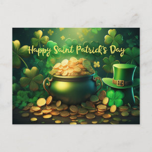 Carte Postale Joyeux Saint Patrick's Day Pot of Gold Coins