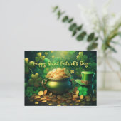 Carte Postale Joyeux Saint Patrick's Day Pot of Gold Coins (Debout devant)