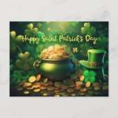 Carte Postale Joyeux Saint Patrick's Day Pot of Gold Coins (Devant)