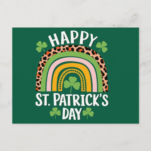 Carte Postale Joyeux Saint Patrick's Day Shamrock arc-en-ciel (Devant)