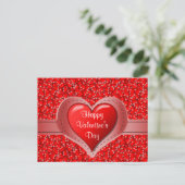 Carte Postale Joyeux Saint Valentin coeurs rouges de vacances (Debout devant)