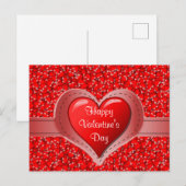 Carte Postale Joyeux Saint Valentin coeurs rouges de vacances (Devant / Derrière)