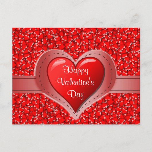 Carte Postale Joyeux Saint Valentin coeurs rouges de vacances (Devant)