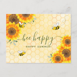 Carte Postale Joyeux salutations d'été tournesol abeilles floral