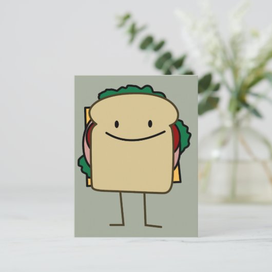 Carte Postale Joyeux sandwich souriant - classique (Debout devant)