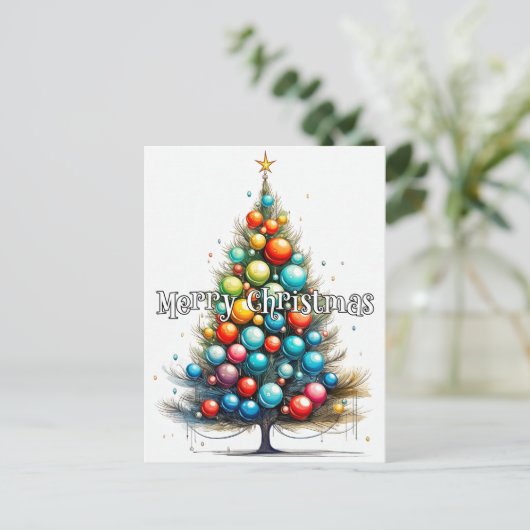 Carte Postale Joyeux sapin de Noël | Joyeuses fêtes (Debout devant)