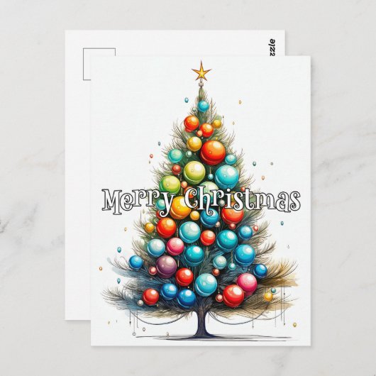 Carte Postale Joyeux sapin de Noël | Joyeuses fêtes (Devant / Derrière)