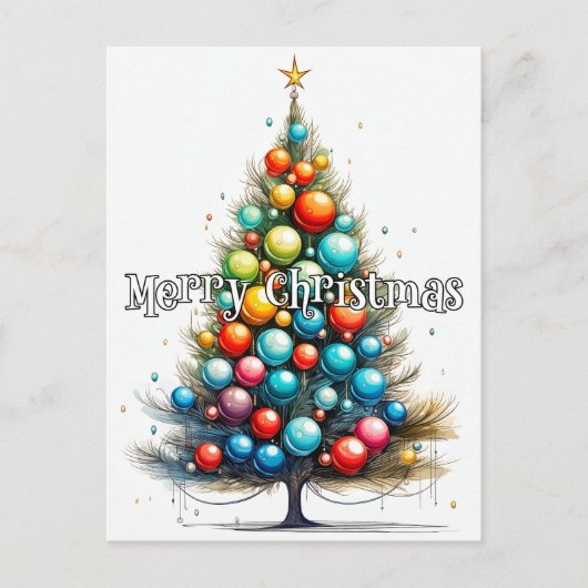 Carte Postale Joyeux sapin de Noël | Joyeuses fêtes (Devant)