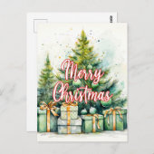 Carte Postale Joyeux sapin de Noël | Joyeuses fêtes (Devant / Derrière)