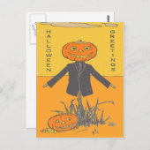 Carte Postale Joyeux Scarecrow Jack O' Lantern (Devant / Derrière)
