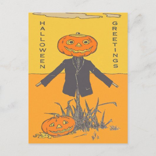 Carte Postale Joyeux Scarecrow Jack O' Lantern (Devant)