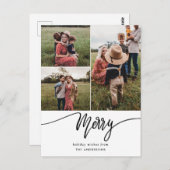 Carte Postale Joyeux Script Famille Moderne Photo Vacances (Devant / Derrière)
