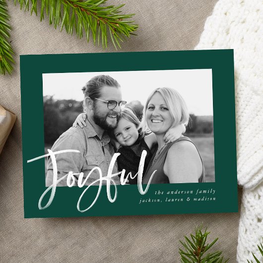 Carte Postale Joyeux Script moderne Green Holiday Photo