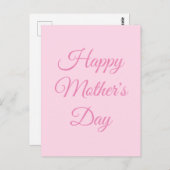 Carte Postale Joyeux script rose clair de la fête des mères (Devant / Derrière)