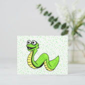 Carte Postale Joyeux serpent de caricature vert brillant jaune s (Debout devant)
