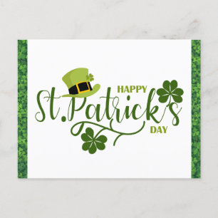 Carte Postale Joyeux Shamrock vert Jour de la Saint Patrick