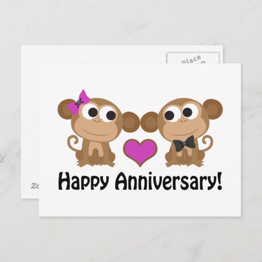 Carte Postale Joyeux singes d'anniversaire (Devant / Derrière)