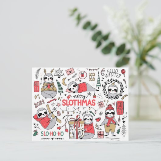 Carte Postale Joyeux Slothmas (Debout devant)