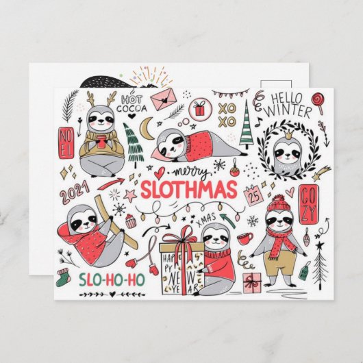 Carte Postale Joyeux Slothmas (Devant / Derrière)
