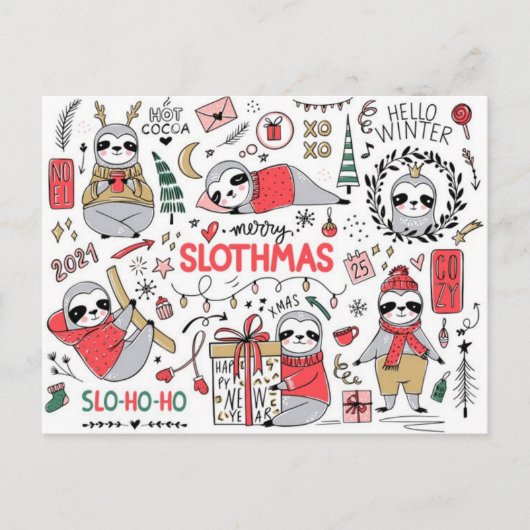 Carte Postale Joyeux Slothmas (Devant)